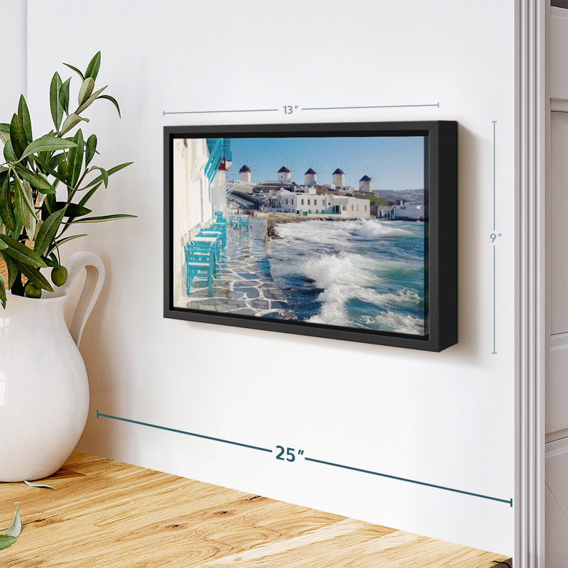 " Mykonos Seaside Cafe Canvas Print ", 9" H x 13" W