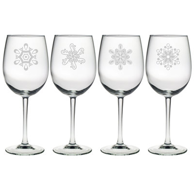 Abstract Snowflakes 19 oz. Wine Glass Set