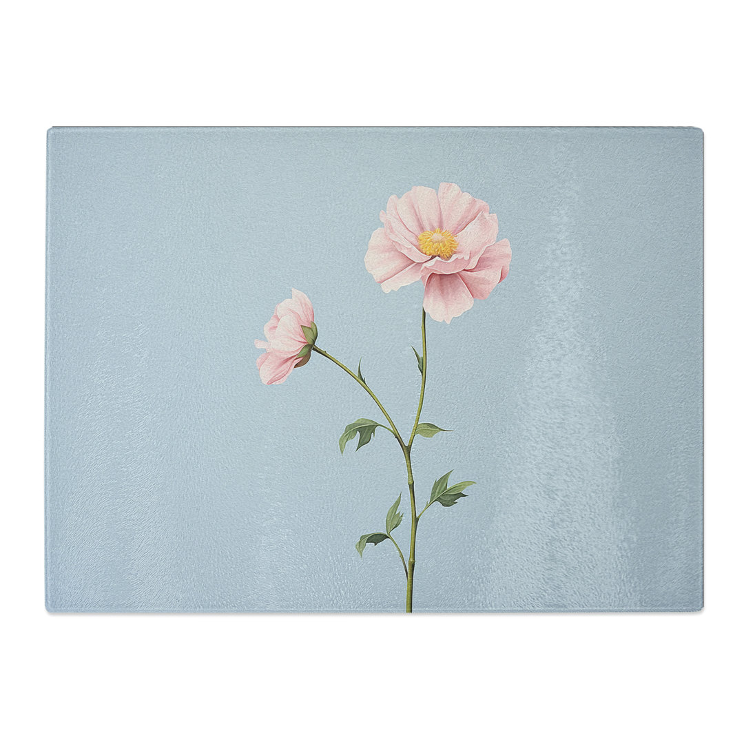 Peony Flower Minimalism No.3  Glass Chopping Board