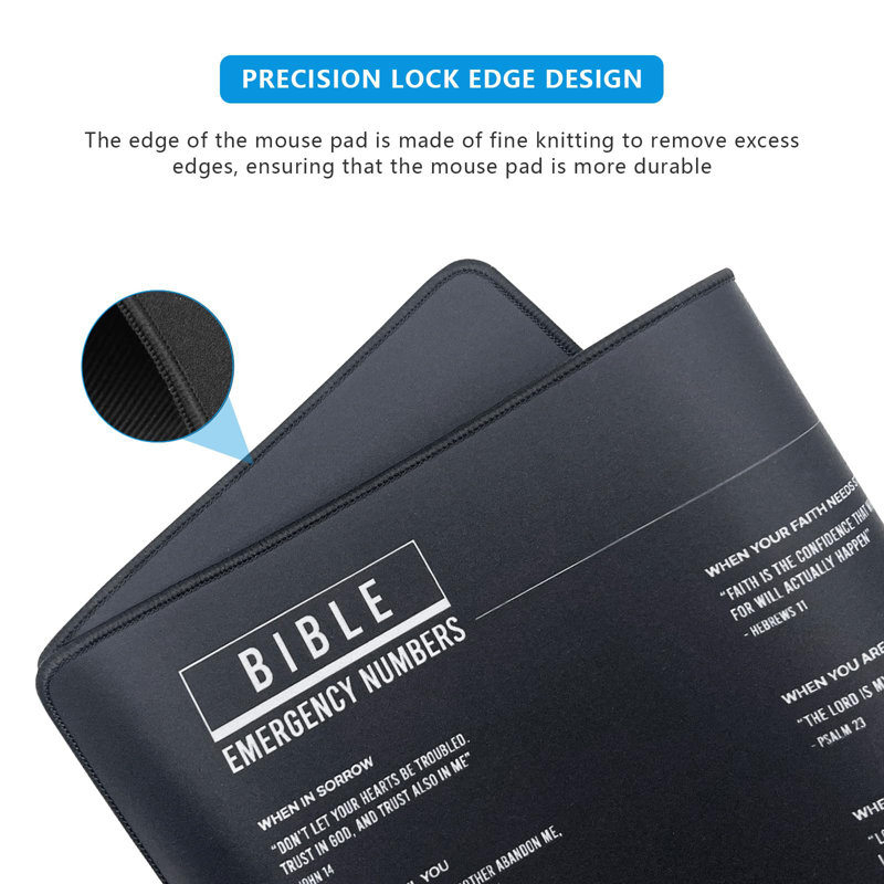 Bible Verses Extended Mouse Pad (31.5’’ x 11.8’’/800 x 300 mm) - Bible Emergency Numbers - XL Gaming Mat with Anti-Fray Cloth and Non-Slip Base