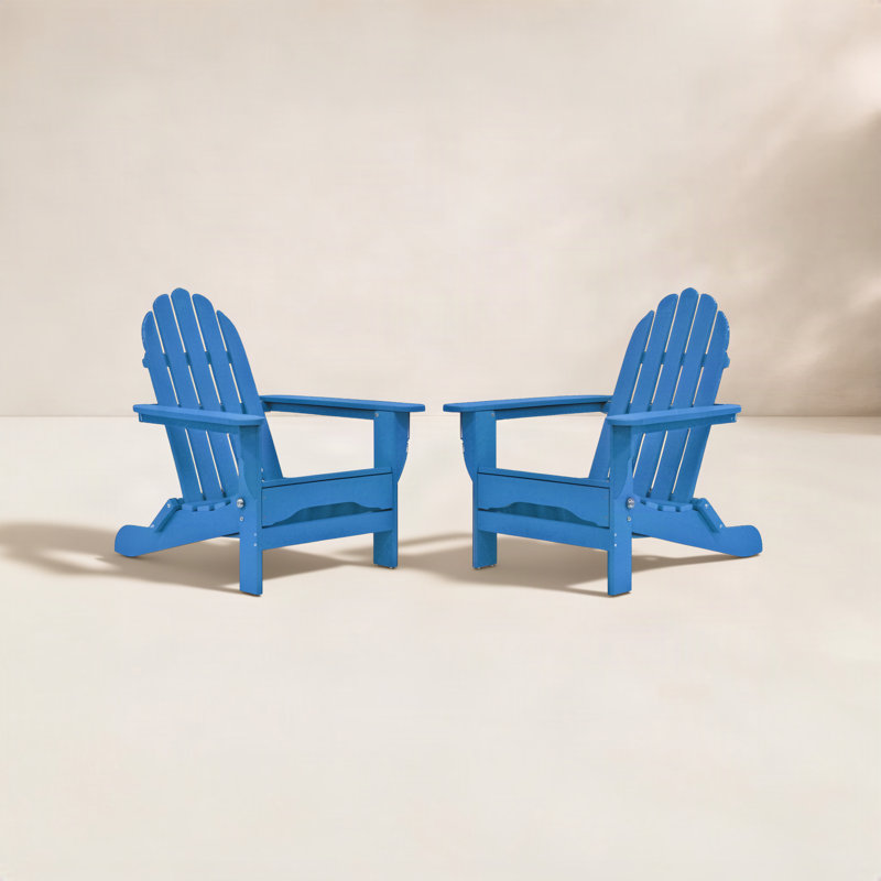 Chaise Adirondack pliante en plastique Leighton, Bleu royal