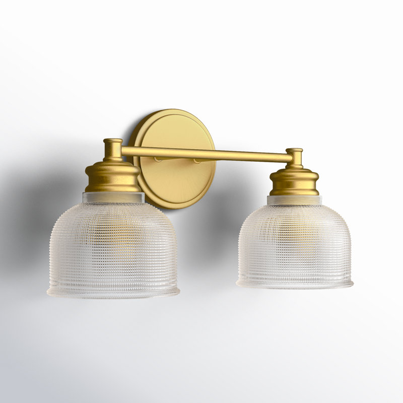Besima 2 Light Ribbed Dimmable Vanity Light, Natural Brass