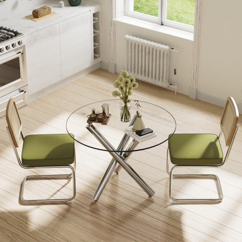 Ensemble de table de salle à manger Elegant, Vert / Argent, H 30 po x L 36 po x l 36 po, 3
