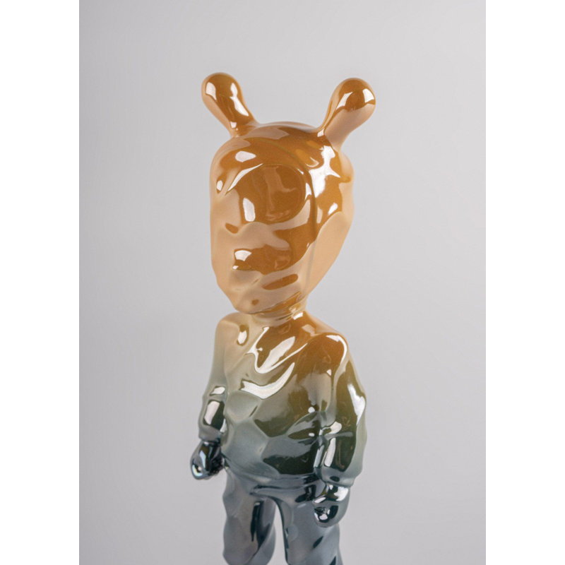 Statue de divertissement fabriquée à la main, H 11,81 po x l 4,33 po x P 4,33 po, Orange/bleu