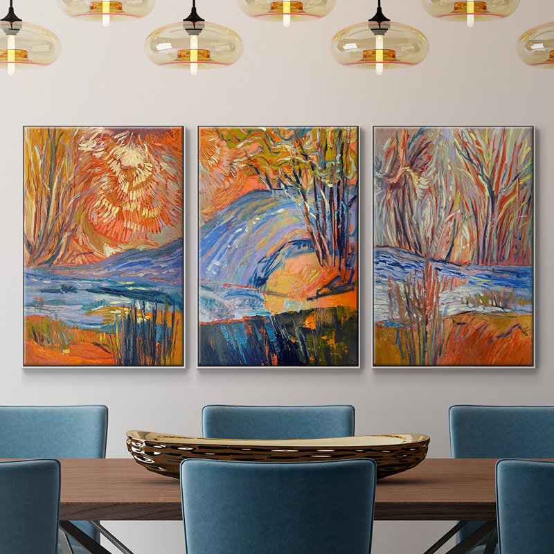 3 pièces Cadmium Winter Solstice I, Blanc, H 36 po x l 72 po x P 2 po