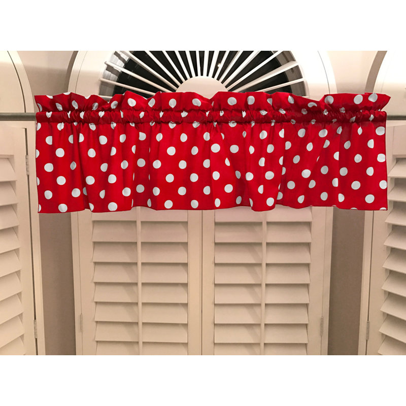 Cantonnière sur mesure en mélange de coton à pois 58 po Chrisman, L 58 po x L 24 po, Rouge / blanc