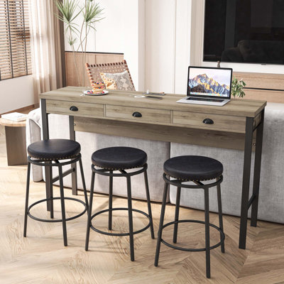 Ensemble de table de salle à manger 3 tiroirs avec prises de courant