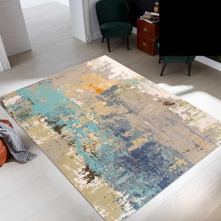 Hand-Knotted Turquoise Rug