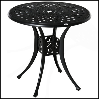 Table de salle à manger ronde 30 "avec trou pour parasol Outsunny, table bistro d'extérieur en fonte d'aluminium seulement