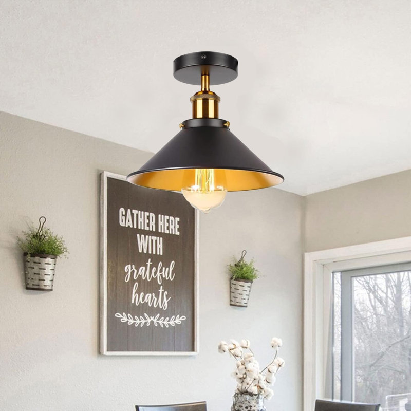 Denzel Semi Flush Mount, Black Gold Inner
