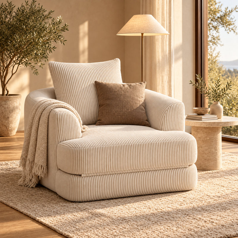 Fauteuil lounge convertible surdimensionné de 180 cm (71 po), fauteuil profond 2 en 1 en velours côtelé avec méridienne dépliable