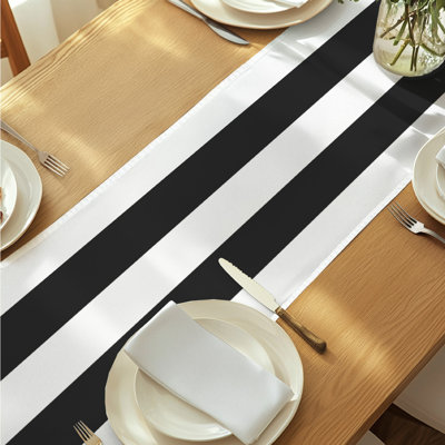 Black Striped Table Runner 108" x 14"