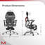 Fauteuil de jeu ergonomique avec accoudoirs 6D, inclinaison de 136 ° et support lombaire à 3 niveaux, 300 lb