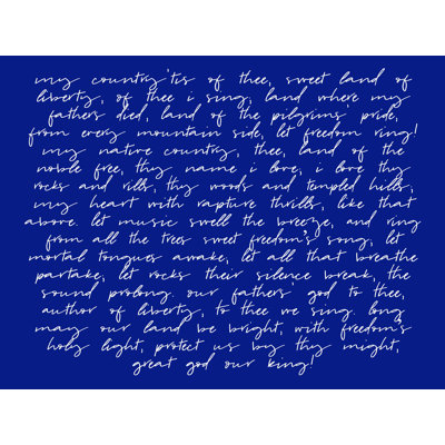 «Home of the Brave My Country Tis of Thee», art textuel sur toile tendue