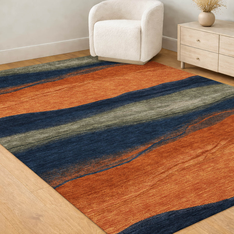 Tapis intérieur / extérieur lavable à la machine Chantille ACN2967, Terra Cotta, 8 pi x 10 pi