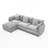 Gray Color  3-Seat Combo Sofa With Storage Ottoman For Living Room Apartment Bedroom And Compact Room, Upholstered Sectional Couch, L Shaped Bench With Ottoman-1507760110
