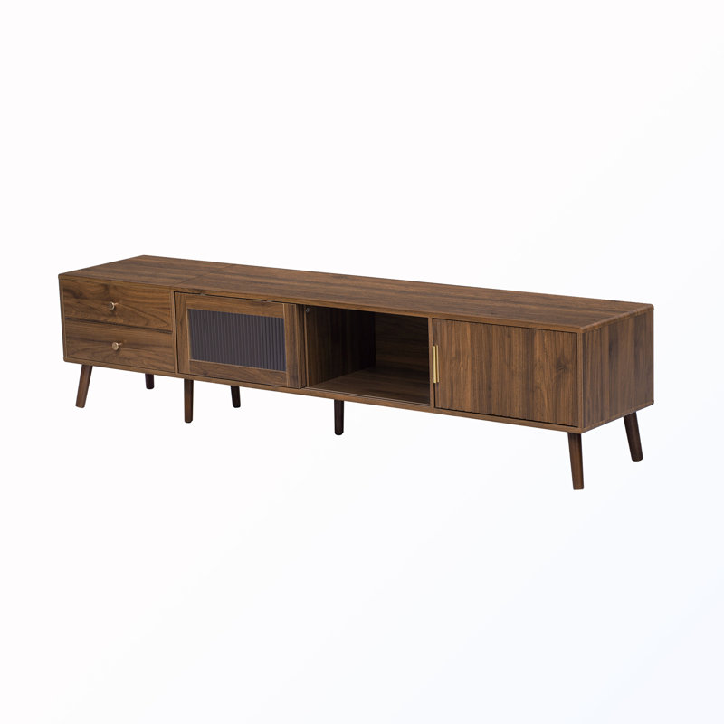 Meuble télé avec portes de rangement en verre