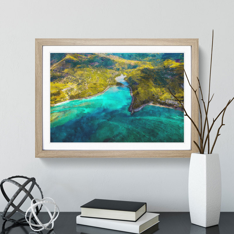Maconde Point Baie Du Cap in Mauritius - Picture Frame Graphic Art, Oak Framed, 27cm H x 36cm W x 2cm D