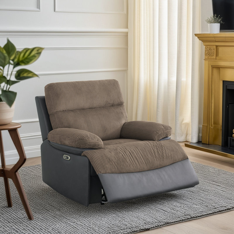 40.5" Electric Recliner With LED Lights & USB Port – Breathable Fabric, 400Lb Capacity, One-Touch Adjustment