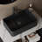 20'' Bathroom Sink, Rectangular Striped Vessel Ceramic Basin Without Faucet, NO Cabinet, Black