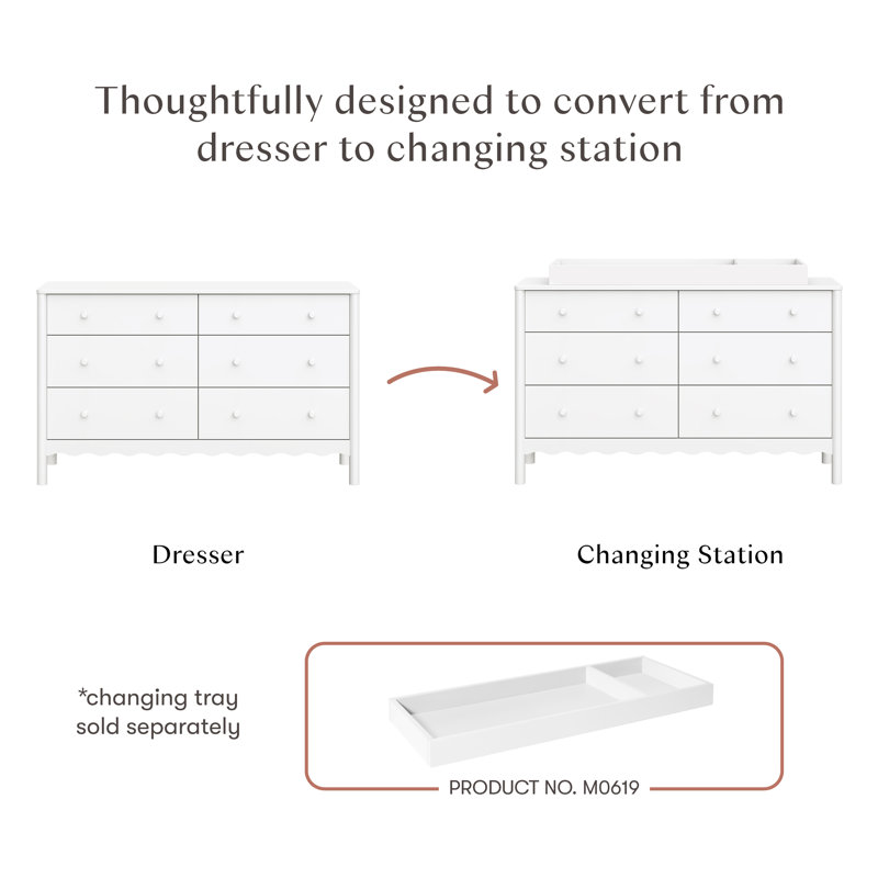 Swell 6-Drawer Assembled Dresser, White
