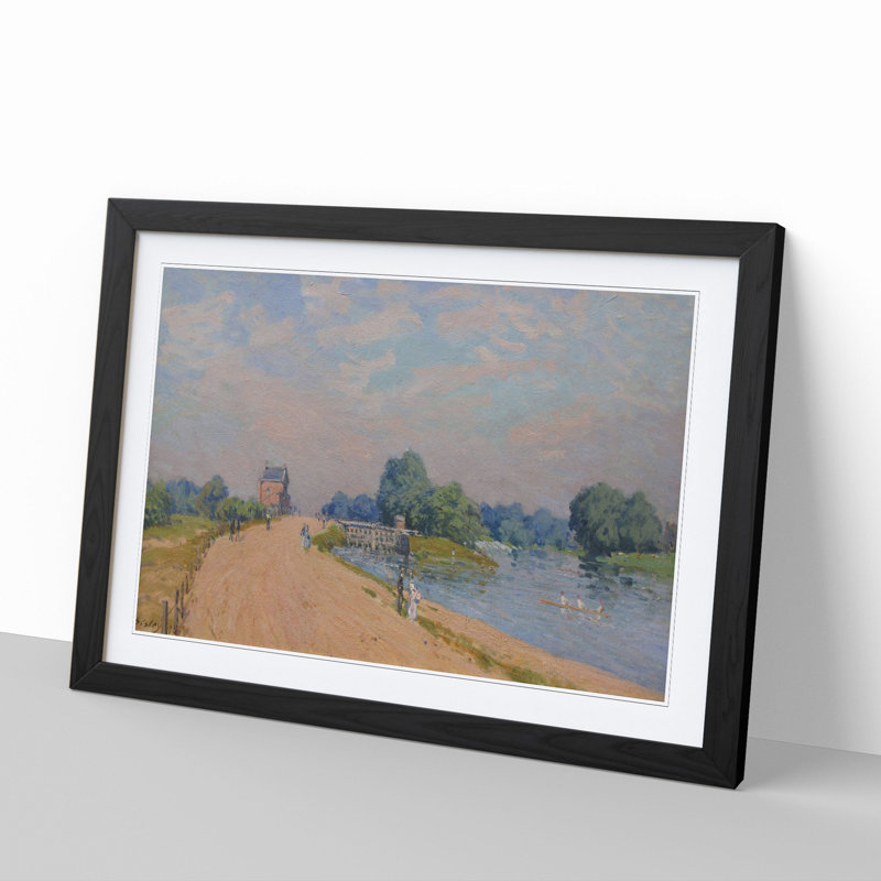 Road to Hampton Court by Alfred Sisley - Picture Frame Painting, 48cm H x 65cm W x 2cm D, Black Framed