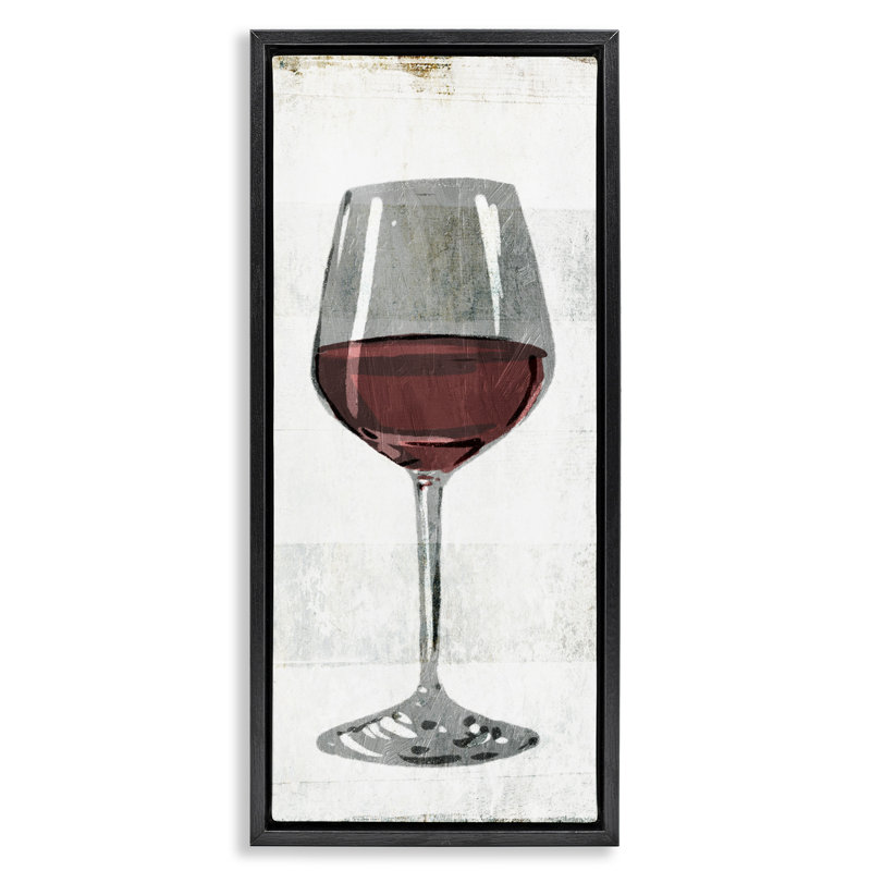 «Rustic Kitchen», verre de vin rouge encadré par Floater par Milli Villa, Cadre flottant noir de jais, H 25 po x l 11 po