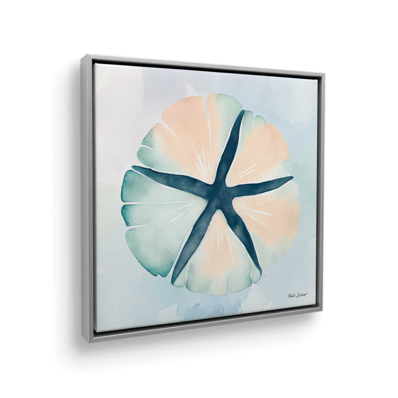 «High Tide Sand Dollar» par Nicole DeCamp, reproduction d'art, Toile avec cadre, Argent, L 36 x H 36