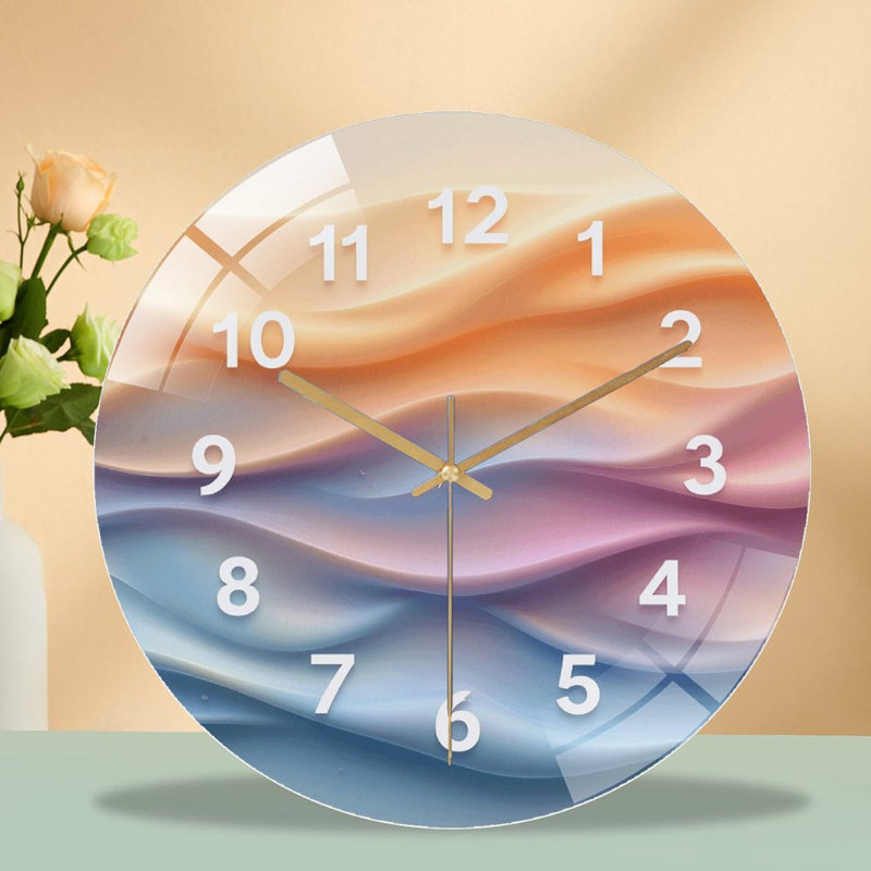 Horloge murale moderne abstraite pour décoration intérieure - Horloge murale moderne en verre 12 po