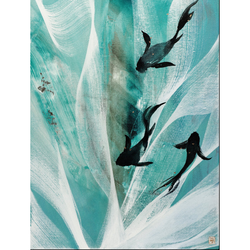Perle d'eau par Novi Lim - Peinture, H 21,25 po x l 17,25 po, Papier avec cadre noir