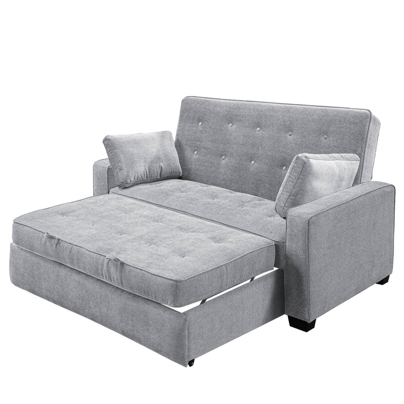 Serta Monroe 72.6" Queen Size Convertible Sleeper Sofa with Pop-Up Bed, Tufted Back, Light Gray