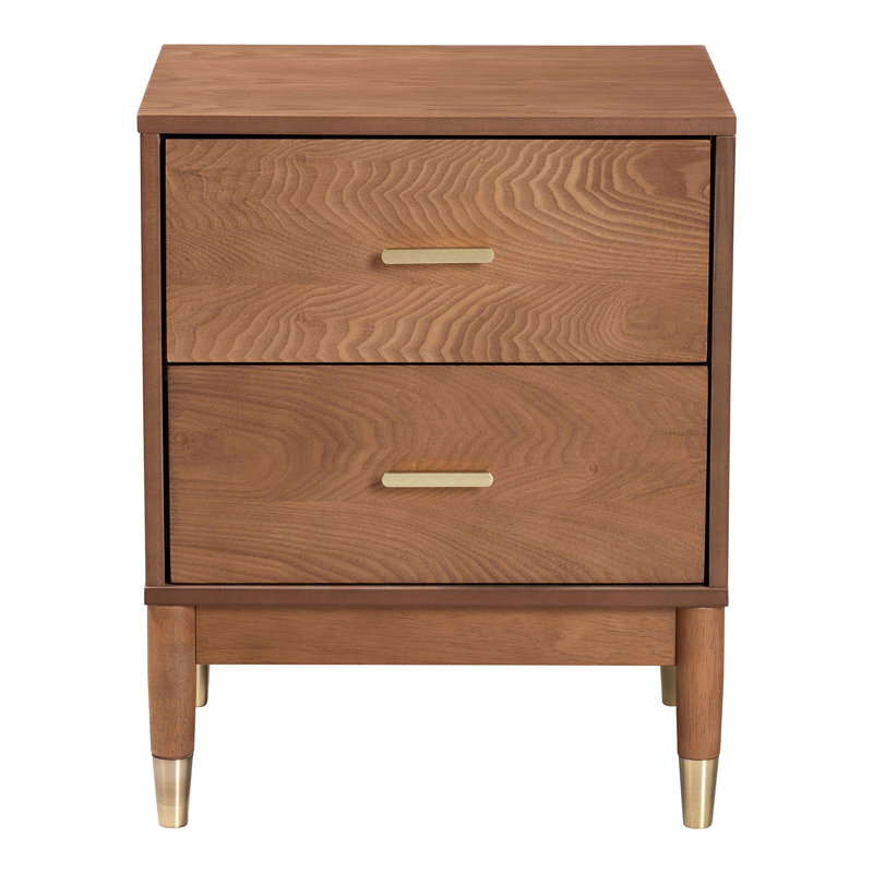 Table de chevet 2 tiroirs Baxton Studio Mandoline Mid-Century