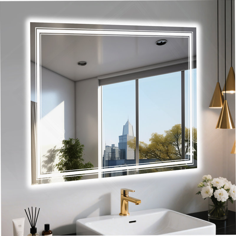  Miroir de salle de bain sans cadre à DEL, miroir intelligent, Horizontale / verticale, 24 po x 36 po, Rectangulaire