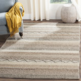 Jacques Hand Woven Wool/Cotton Striped Rug in Beige