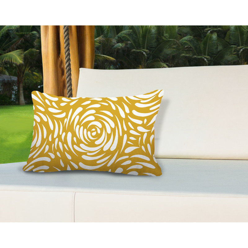 Outdoor Reversible Throw Pillow, Yellow
