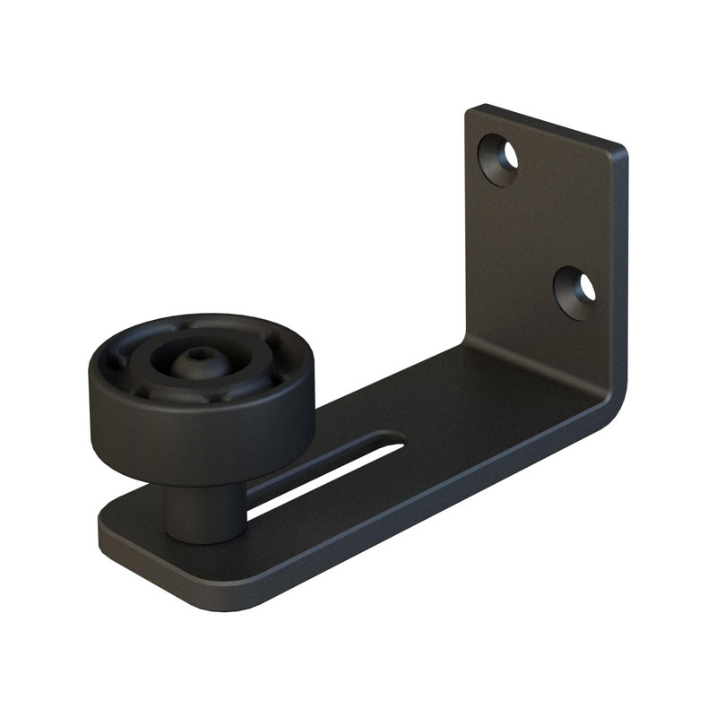 3-3/4 in Steel Adjustable Wall Mounted Barn Door Floor Guide for Wood Doors, Matte Black