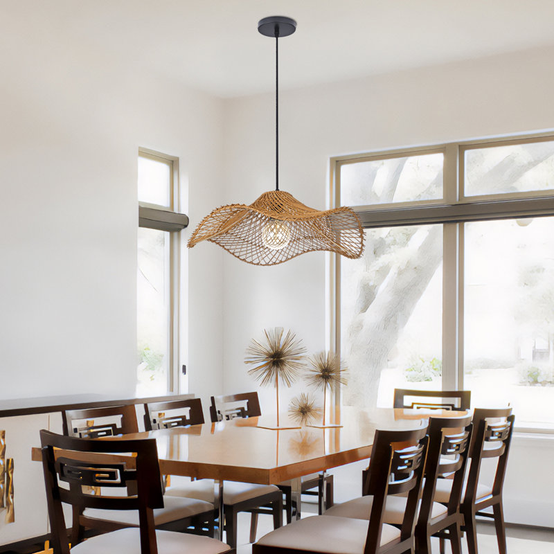 Brown Rattan Berten Fixture for Kitchen Island,Bedroom,Dining Room, 78" H x 19.69" W x 19.69" D