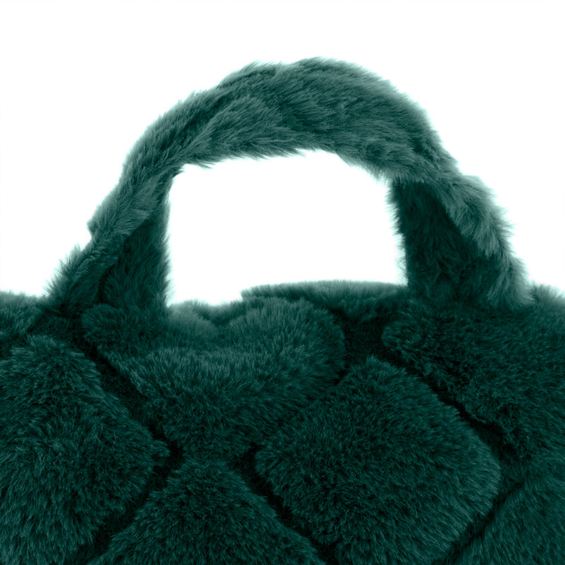 Cosy Diamond Faux Fur High Back Cuddle Cushion Back Rest, Green