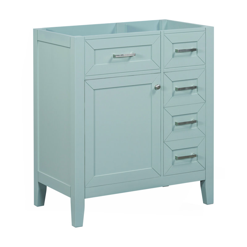 Meuble-lavabo de 30 po sans lavabo, base d'armoire seulement, armoire de salle de bain avec tiroirs, structure solide et panneau de fibres à densité moyenne, vert