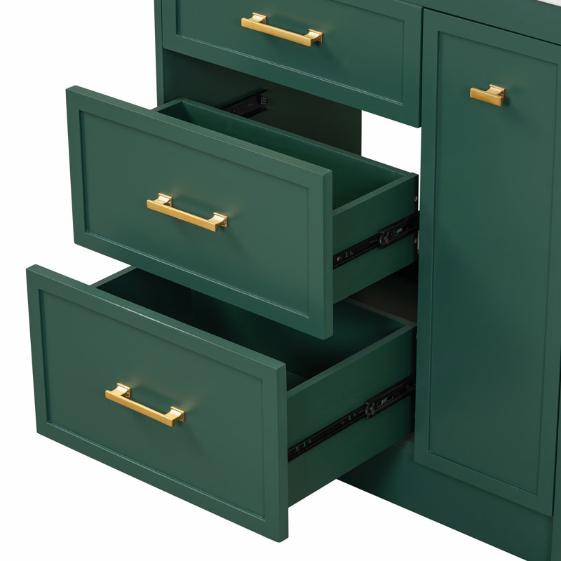 Meuble-lavabo 30 po avec trois tiroirs, Vert givré