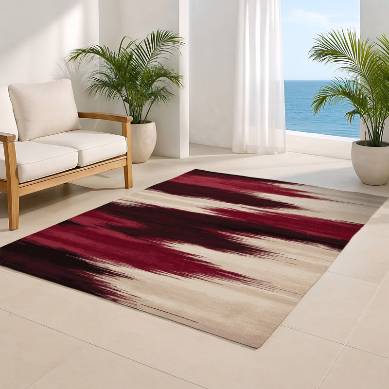 Tapis intérieur et extérieur beige Watercolor, Rectangulaire 2 pi x 3 pi