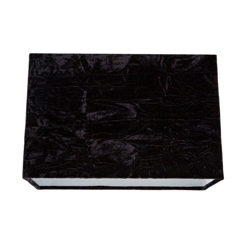 Contemporary Designer Crushed Velvet Fabric Rectangular Lamp Shade, Black