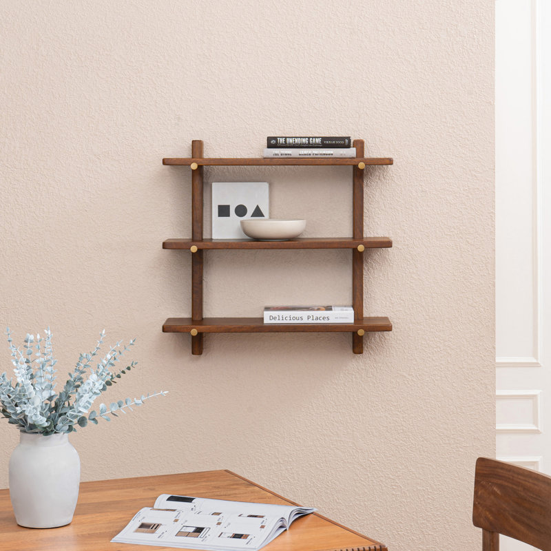 Francis Solid Wood Wall Mounted Shelves, Walnut