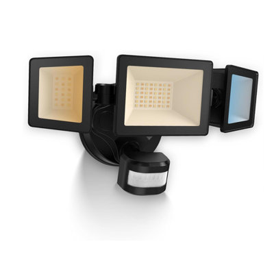 Projecteur d'extérieur à capteur de mouvement 4500LM, AC120V câblé, 3 températures de couleur (3000K / 4000K / 6500K), angle de faisceau de 300 °, angle de détection de 150 °, portée de 40 pieds, 3 modes (SUR HEURE / D2D / AUTOMATIQUE) pour le garage, la cour, le patio
