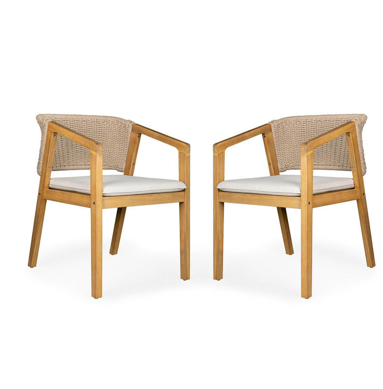 Ensemble de 2 chaises de patio pour l'extérieur en bois massif