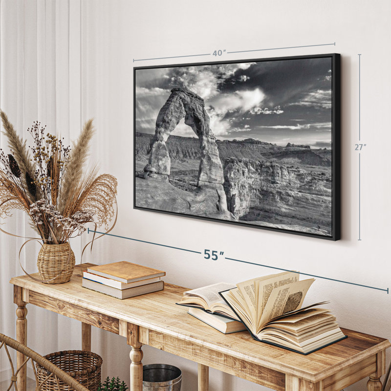 Delicate Arch BW Canvas Print, 27" H x 40" W