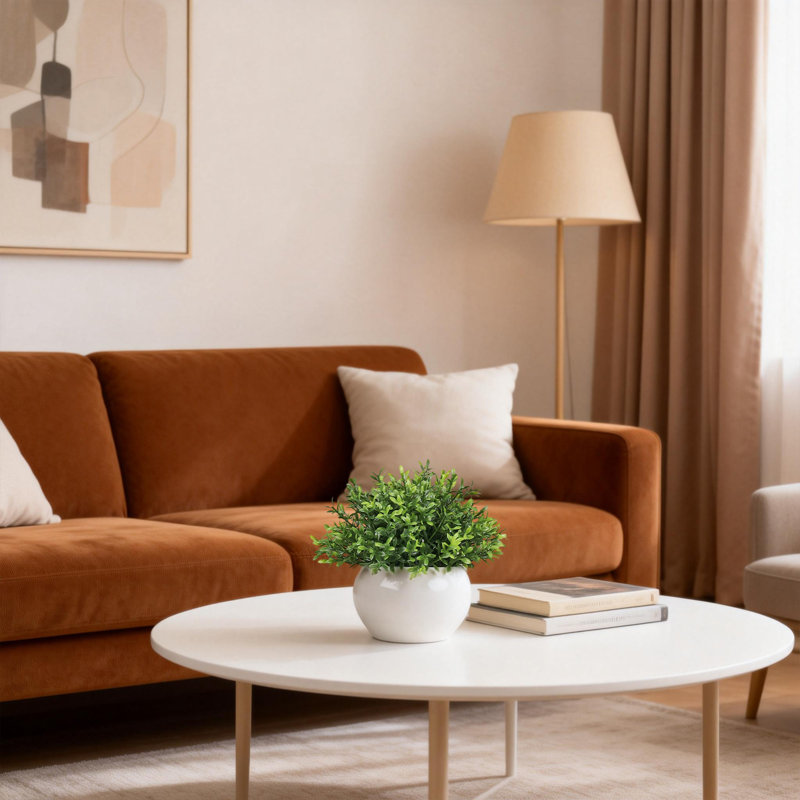 Ensemble de 4 plantes en pot en céramique avec feuilles de PE et mousse, ensemble de verdure sphérique ronde pour la décoration intérieure, le bureau et les tables d'intérieur