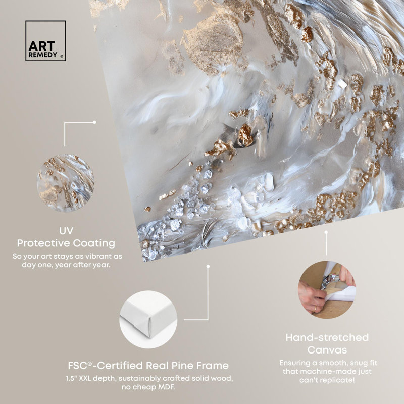 «Parchment Tide Canvas Elegant Gold Abstract» par Art Remedy, Toile tendue, H 36 po x l 24 po