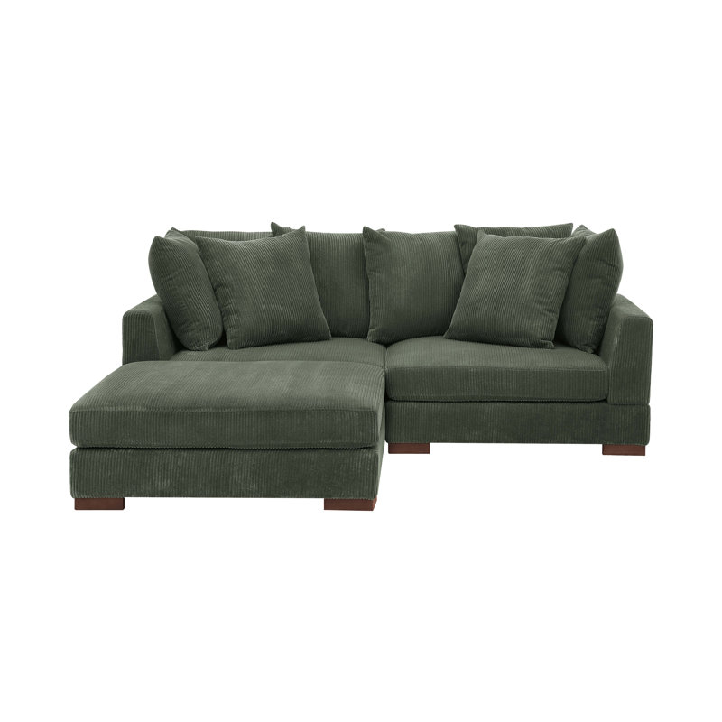 Canapé modulaire rembourré 3 pièces Aurbree, Velours côtelé vert forêt
