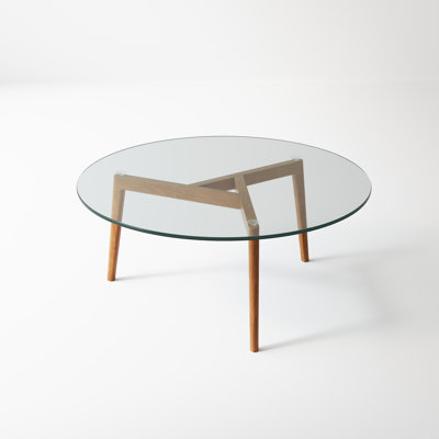 Glass Top Coffee Table With Solid Wood Frame